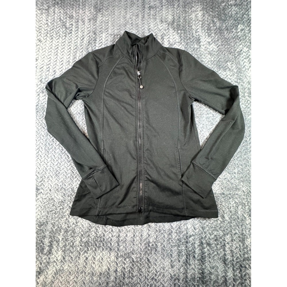 Platinum Jacket Womens Small Black Stretch Full‎ Zip Mock Neck Athletic Wear